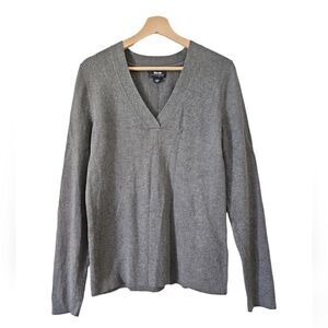 Maeve by Anthropologie Gray Rib Knit V-neck Long Sleeve Sweater Blouse Size L